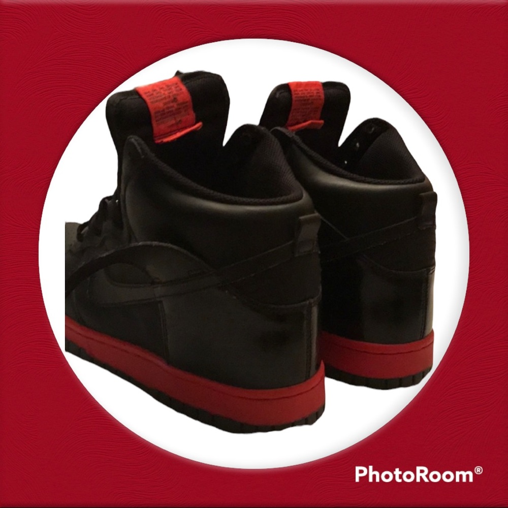 ❌SOLD❌2009 Nike High Dunk High size 9 Black/Hot Red - Picture 2 of 9